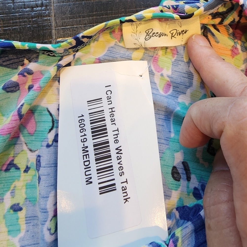 NWT'S Beeson River Colorful Ruffled Sleeveless Blouse - Picture 7 of 8